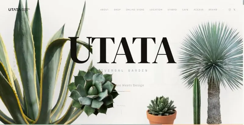 UTATA UNIVERSAL GARDENのサイトのトップ画面